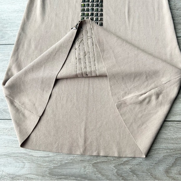 BCBGMaxAzria Geometric Studded Round Neck Sleeveless Sweater Tank Dress - Picture 9 of 11